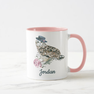 Aquarell-Eule | addieren Ihren Namen Tasse