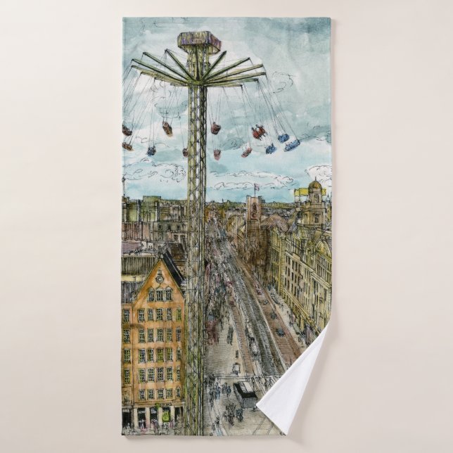 Aquarell-europäische Schwingen-Fahrt der Badehandtuch (Badehandtuch)