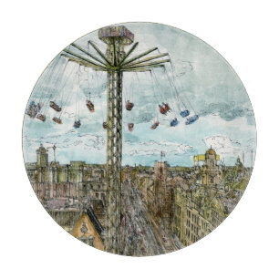 Aquarell-europäische Schwingen-Fahrt der Schneidebrett