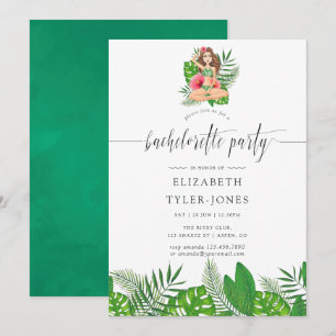 Aquarell Exotic Aloha Luau Junggeselinnen-Abschied Einladung