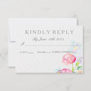 Aquarell farbenfrohe Blumen RSVP Hochzeitskarten Karte