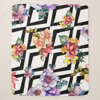 Aquarell farbenfroher Blumenstrauß. Florale Botani Sherpadecke