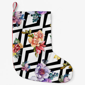 Aquarell farbenfrohes Blumenbouquet. Florale Botan Kleiner Weihnachtsstrumpf