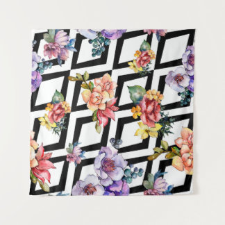 Aquarell farbenfrohes Blumenbouquet. Florale Botan Wandteppich