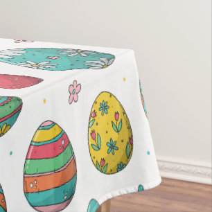 Aquarell Farbige Eier Tulpen Muster Ostern Tischdecke