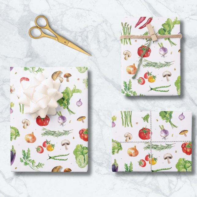 Aquarell Farbige Frische Gemüse Geschenkpapier Set (Von Creator hochgeladen)