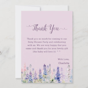 Aquarell Farbige Lupinen-Blumen Baby Shower Dankeskarte