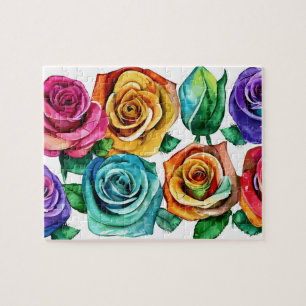 Aquarell Farbige Rosen Floral