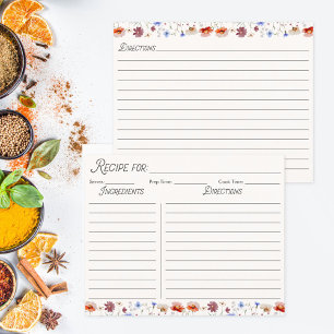 Aquarell-Farbige-Wildblumen-Familien-Rezeptkarte