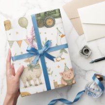 Aquarell-Farm-Geburtstags-Verpackungspapier mit Tr