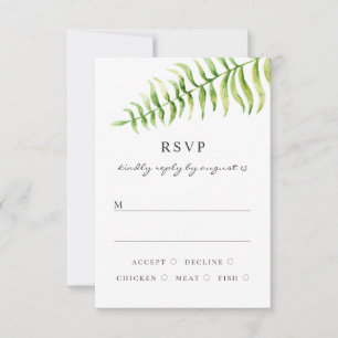 Aquarell-Farn-Hochzeit. Waldflora Grün RSVP Karte
