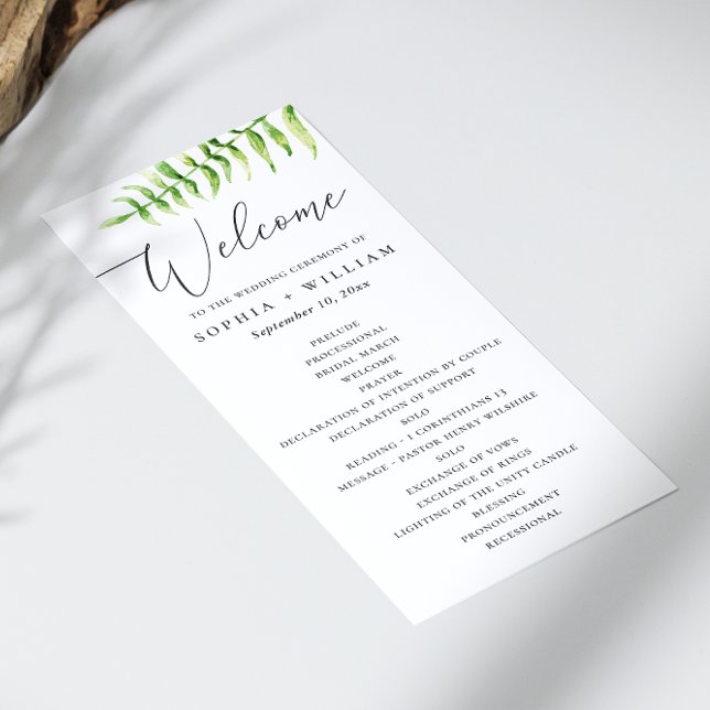 Aquarell-Farn. Wald-Botanik-Script-Hochzeit Programm (Von Creator hochgeladen)