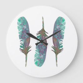 Aquarell-Feder-Acryl-Wanduhr Große Wanduhr