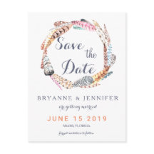 Aquarell-Federn Rustikal Boho Save The Date