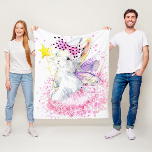 Aquarell-Fee-Häschen Fleecedecke