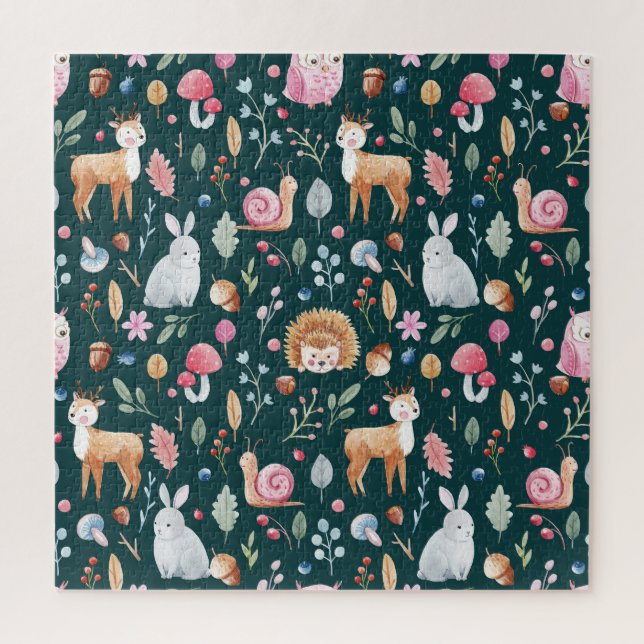 Aquarell-Feenzauberwald-Kinderpattern (Vertikal)