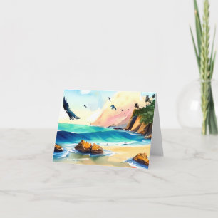 Aquarell Felsenküste anpassbar Karte