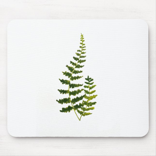 Aquarell Fern Botanische Vegetation Rustikale Eleg Mousepad (Vorne)
