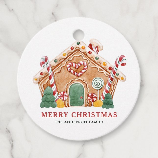 Aquarell Festive Lebkuchen Weihnachten Geschenkanhänger (Vorderseite)