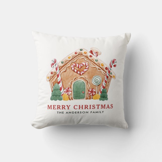 Aquarell Festive Lebkuchen Weihnachten Kissen (Vorderseite)