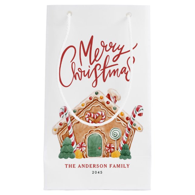 Aquarell Festive Lebkuchen Weihnachten Kleine Geschenktüte (Vorderseite)
