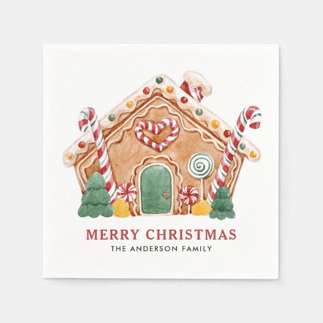 Aquarell Festive Lebkuchen Weihnachten Serviette (Vorderseite)