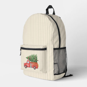 Aquarell-Feuerwehrmann-Weihnachten-Feuerwehrauto Bedruckter Rucksack