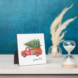 Aquarell-Feuerwehrmann-Weihnachten-Feuerwehrauto Fotoplatte