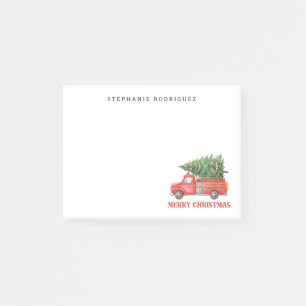 Aquarell-Feuerwehrmann-Weihnachten-Feuerwehrauto Post-it Klebezettel