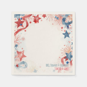 Aquarell-Feuerwerk 4. Juli-Party-Dekoration Serviette