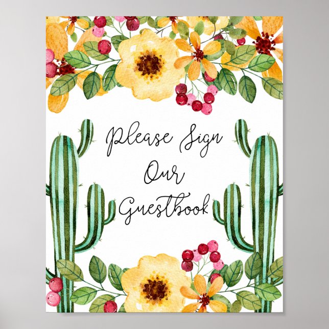 Aquarell Fiesta Bitte unterschreiben Sie unser Gäs Poster (Vorne)
