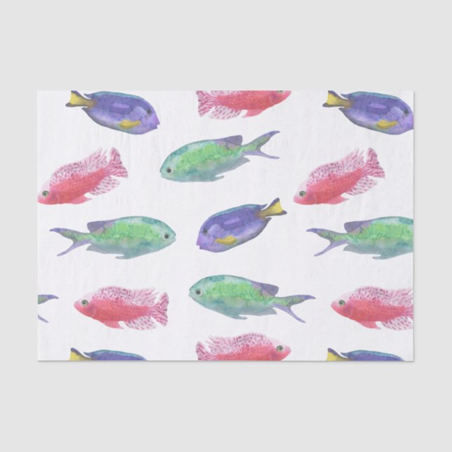 Aquarell-Fisch-Muster Seidenpapier (Vorderseite)