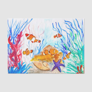 Aquarell Fisch Ozean Nautical Meer Süßer Fischer Seidenpapier