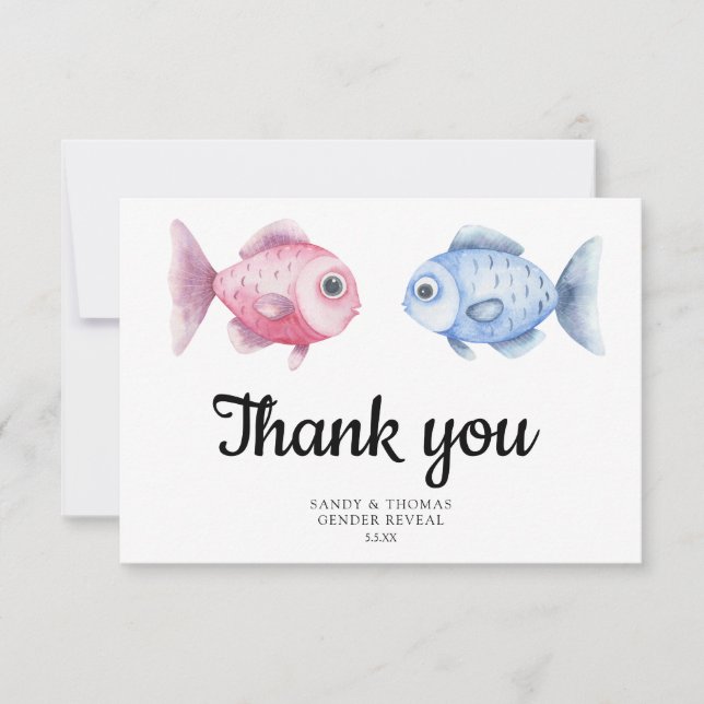 Aquarell-Fisching Geschlechterenthüllung Danke (Vorderseite)