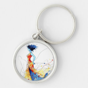 Aquarell Flamenco-Tänzerin – Freude in Bewegung #2 Schlüsselanhänger