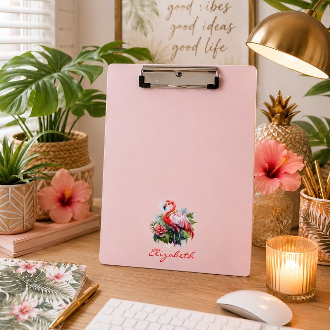 Aquarell-Flamingo-Blumen  Klemmbrett (Von Creator hochgeladen)