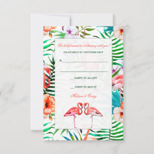 Aquarell-Flamingo-Hochzeits-Antwort RSVP Karte
