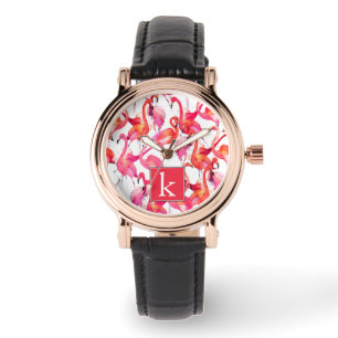 Aquarell-Flamingo in den Aquarellen   addieren Armbanduhr