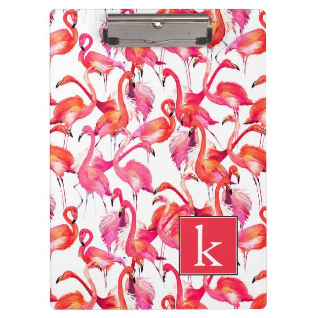 Aquarell-Flamingo in den Aquarellen | addieren Klemmbrett (Vorderseite)