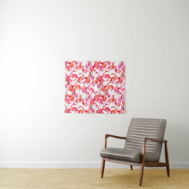Aquarell-Flamingo in den Aquarellen Wandteppich (Beispiel (Horizontal))