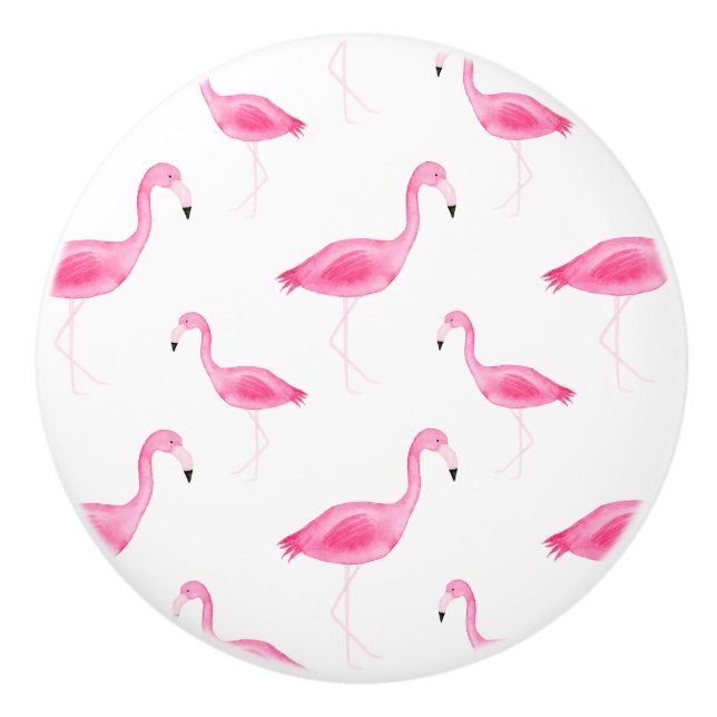 Aquarell-Flamingo-Muster Keramikknauf (Vorderseite)