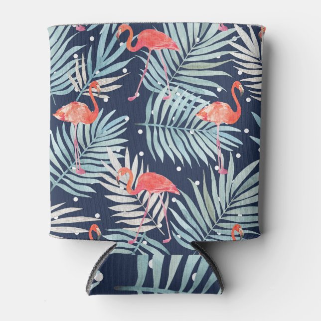 Aquarell Flamingo: Rosa tropische Eleganz. Dosenkühler (Vorderseite)