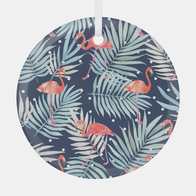 Aquarell Flamingo: Rosa tropische Eleganz. Ornament Aus Glas (Vorderseite)