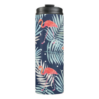Aquarell Flamingo: Rosa tropische Eleganz. Thermosbecher