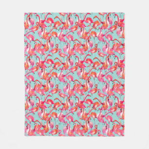 Aquarell-Flamingos erfasst Fleecedecke