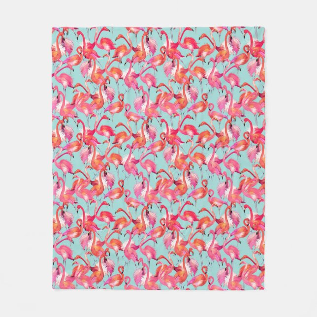 Aquarell-Flamingos erfasst Fleecedecke (Vorderseite)
