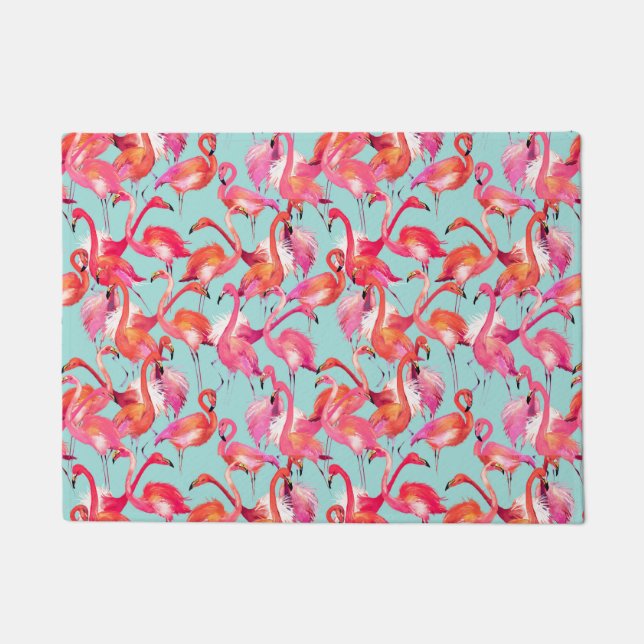Aquarell-Flamingos erfasst Fußmatte (Vorderseite)