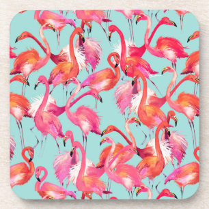 Aquarell-Flamingos erfasst Getränkeuntersetzer