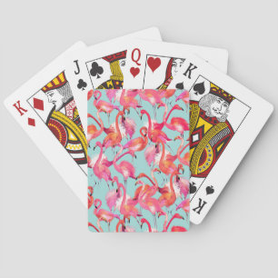 Aquarell-Flamingos erfasst Spielkarten
