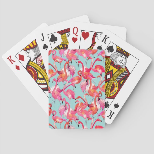 Aquarell-Flamingos erfasst Spielkarten (Rückseite)